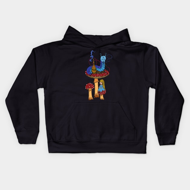 Hookah Smoking Catterpillar Kids Hoodie by ogfx